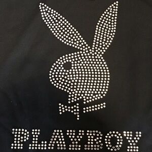 Brand new Sexy Playboy Crystal Logo Black Crop Top adult small juniors XL